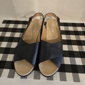 Hotter Dark Blue Leather Slingback Sandals